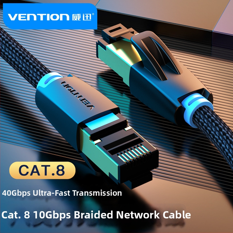 Cat8 Ethernet patch kabelis, 8‑kodolu OFC vara, RJ‑45, 40Gbps, vīts pāris