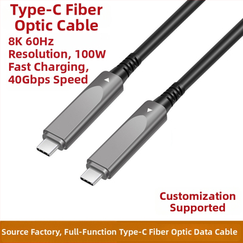 Type-C optiskais šķiedras datu kabelis, 10Gbps, 8K60Hz displejs, PD100W ātrā uzlāde, garums 1–30 m