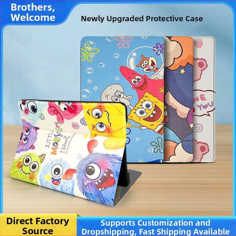 Apple iPad apsauginė dėklas – karikatūrų stiliaus, atidaromas dangtelis, PC medžiaga, prieš pirštų atspaudus, magnetinis laikiklis