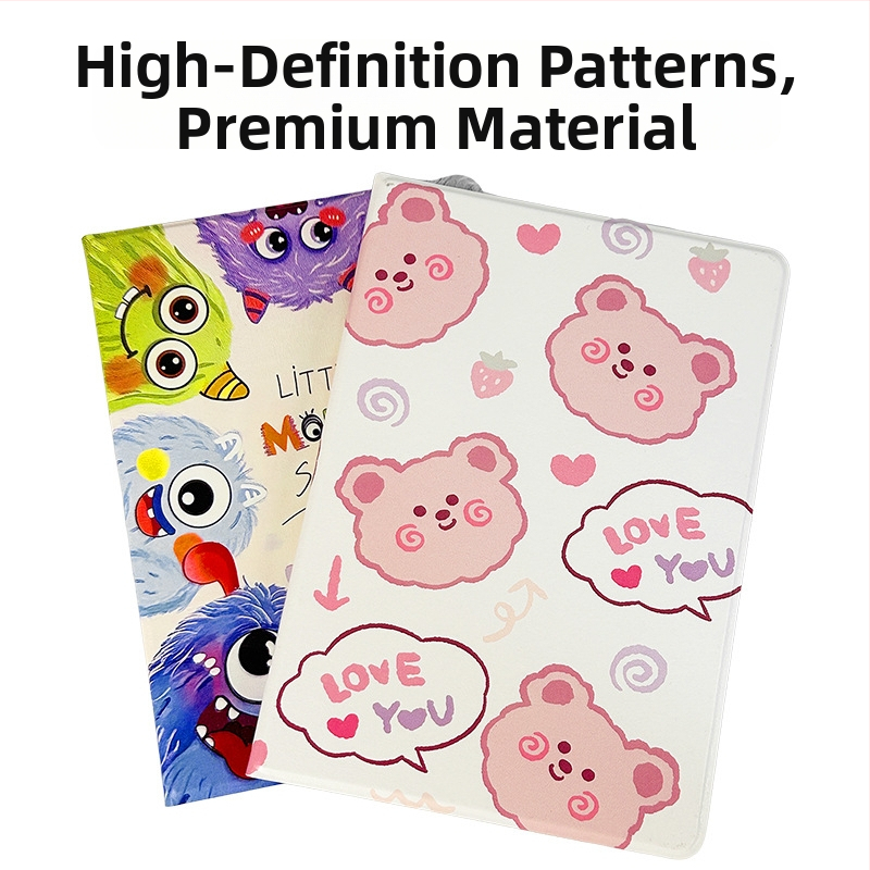 Apple iPad apsauginė dėklas – karikatūrų stiliaus, atidaromas dangtelis, PC medžiaga, prieš pirštų atspaudus, magnetinis laikiklis