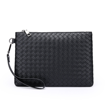 Geantă clutch pentru bărbați – design împletit, piele PU, rezistență la uzură, capacitate mare, căptușeală din piele sintetică