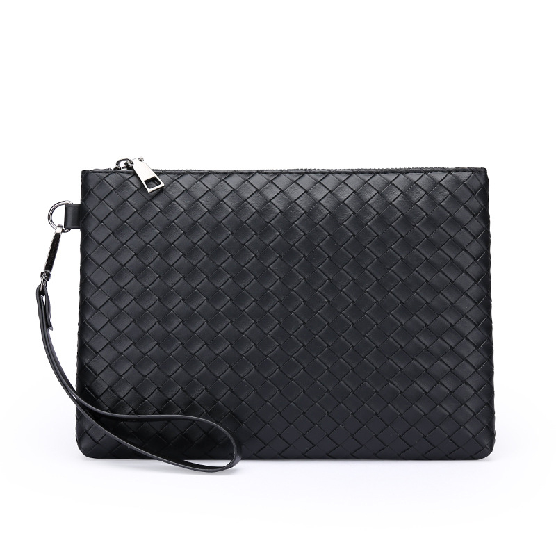 Geantă clutch pentru bărbați – design împletit, piele PU, rezistență la uzură, capacitate mare, căptușeală din piele sintetică