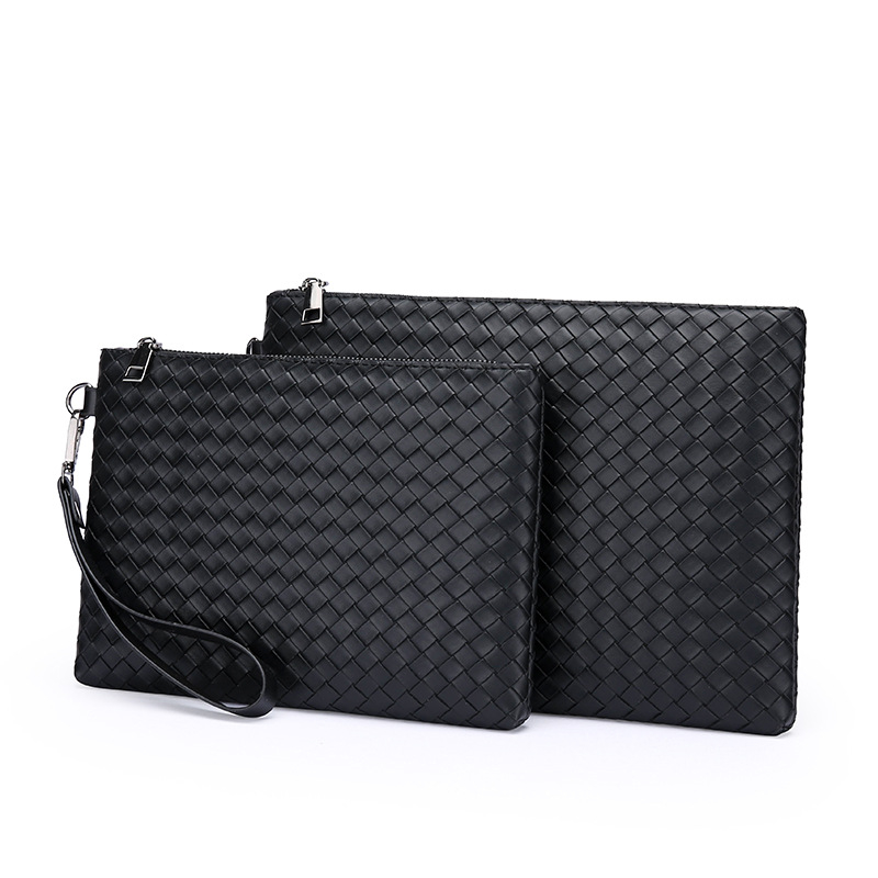 Geantă clutch pentru bărbați – design împletit, piele PU, rezistență la uzură, capacitate mare, căptușeală din piele sintetică