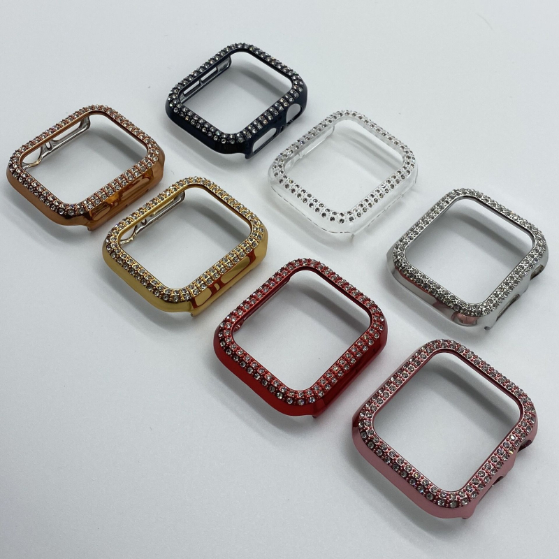 Carcasă de protecție pentru Apple Watch S10/SE – diamant în dublu rând, electroplacată, carcasă PC