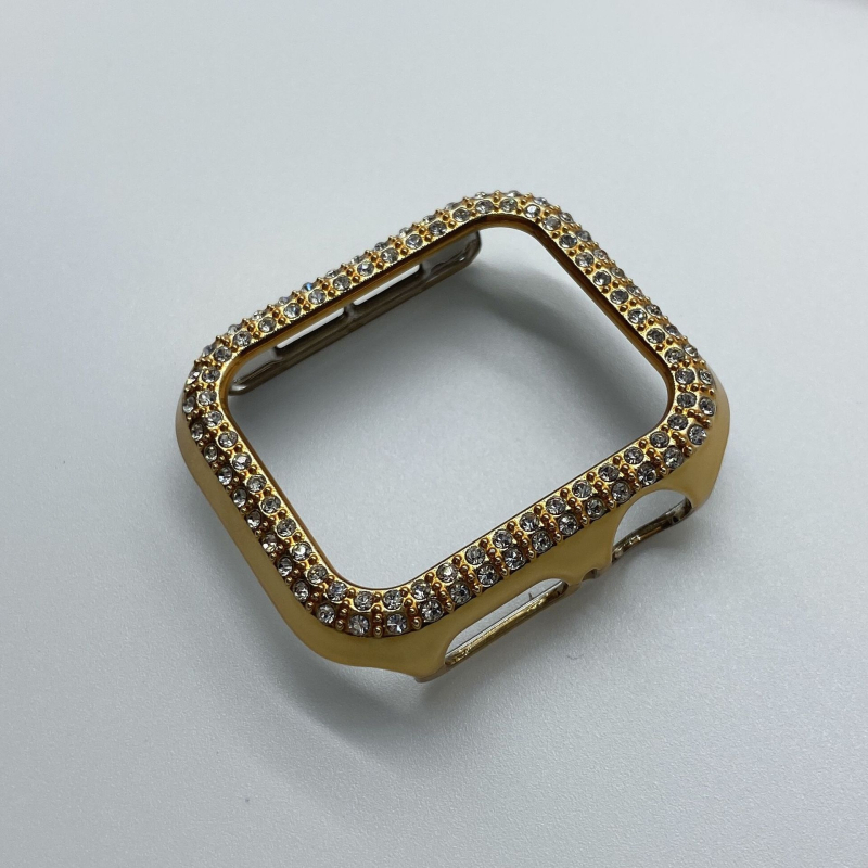 Carcasă de protecție pentru Apple Watch S10/SE – diamant în dublu rând, electroplacată, carcasă PC