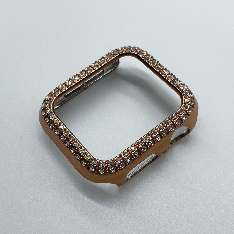 Carcasă de protecție pentru Apple Watch S10/SE – diamant în dublu rând, electroplacată, carcasă PC