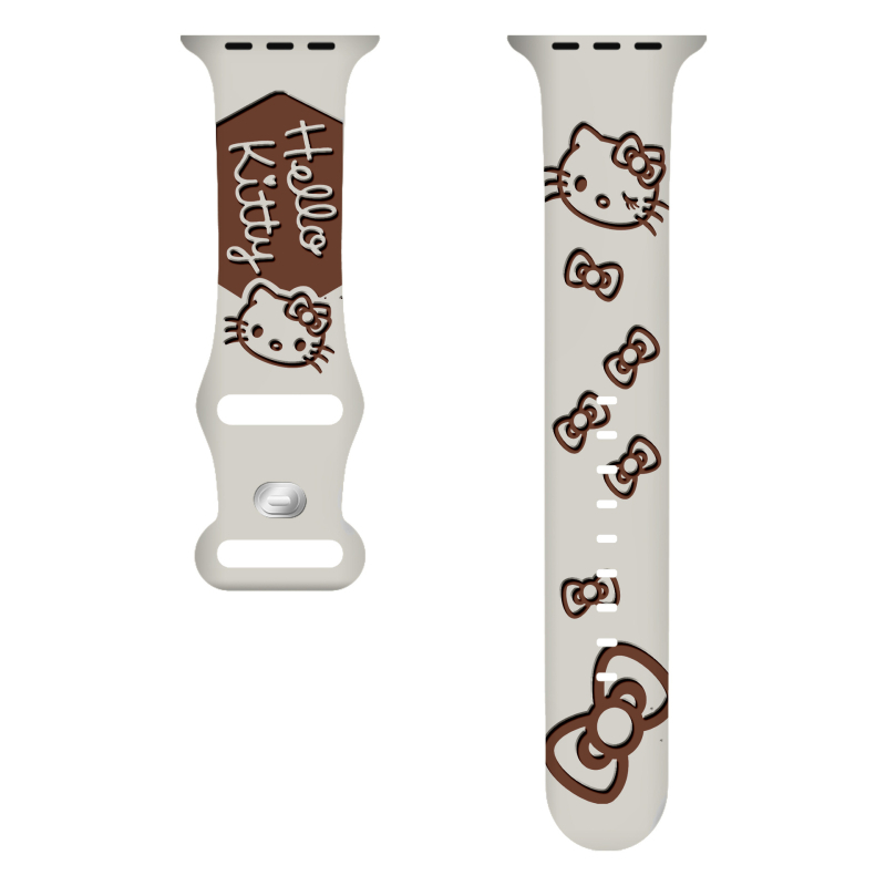 Brățară din silicon pentru Apple Watch, gravură cu laser, design bicolor cu pisică și cataramă în formă de fluture