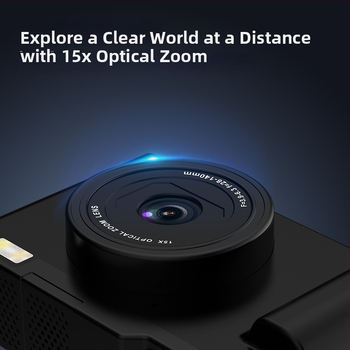 Kantav WiFi-kaamera kahekordse CMOS sensoriga, 1/1.8'' sensor, 2,4'' LCD-ekraan, TF-kaart salvestuseks, USB 2.0