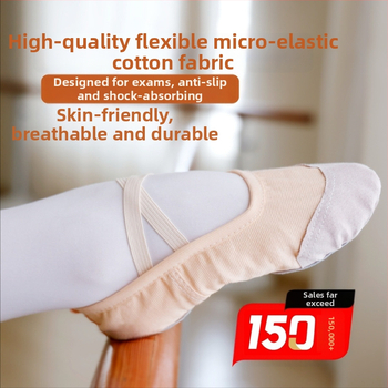 Χορευτικά Παπούτσια για Μπαλέτο και Λαϊκό Χορό, Αναπνεύσιμα και Ελαφριά, με Σόλα από Γνήσιο Δέρμα