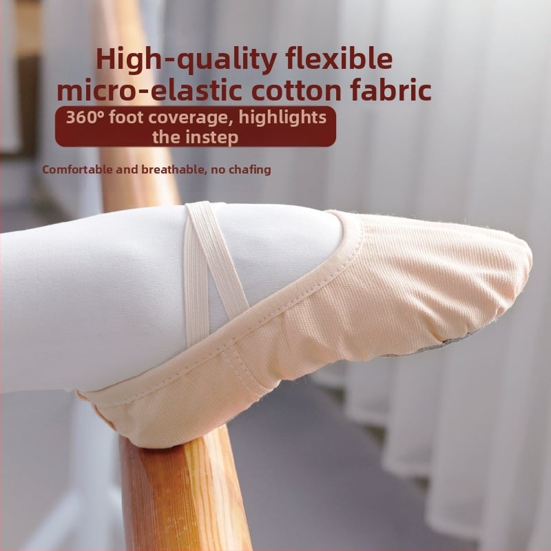 Χορευτικά Παπούτσια για Μπαλέτο και Λαϊκό Χορό, Αναπνεύσιμα και Ελαφριά, με Σόλα από Γνήσιο Δέρμα