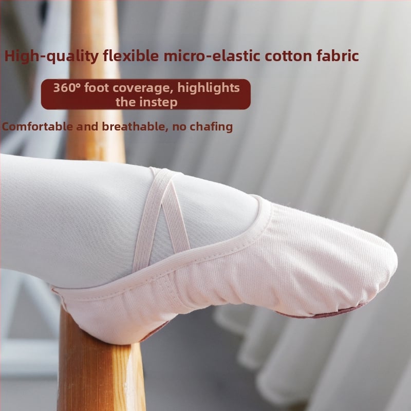 Χορευτικά Παπούτσια για Μπαλέτο και Λαϊκό Χορό, Αναπνεύσιμα και Ελαφριά, με Σόλα από Γνήσιο Δέρμα