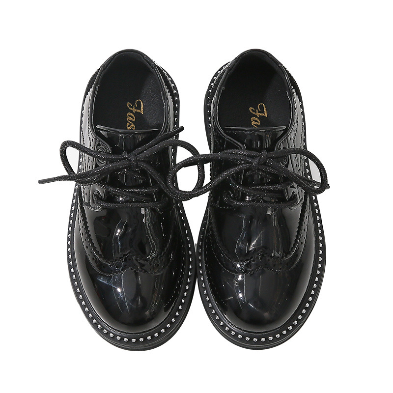 Παπούτσια δερμάτινα για αγόρια, αγγλικού στυλ, σόλα από καουτσούκ, πάτος PU, αναπνέσιμα και αντιολισθητικά