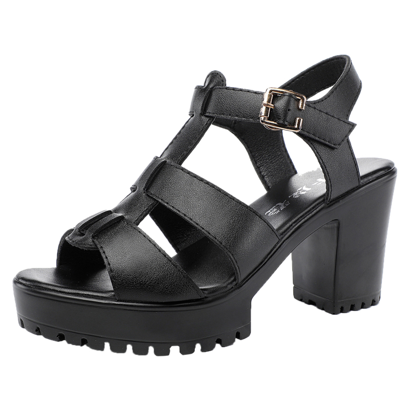 Naiste mood sandaalid platvormiga ja paksu kontsaga, avatud varvas, ülemine mikrofiiber, vooder mikrofiiber, tallal poliuretaan