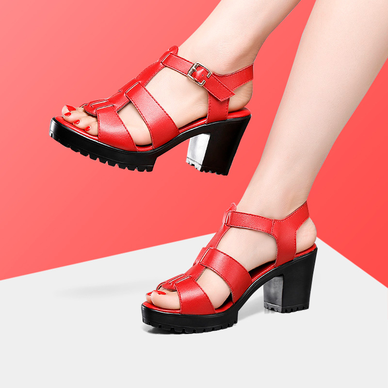 Naiste mood sandaalid platvormiga ja paksu kontsaga, avatud varvas, ülemine mikrofiiber, vooder mikrofiiber, tallal poliuretaan