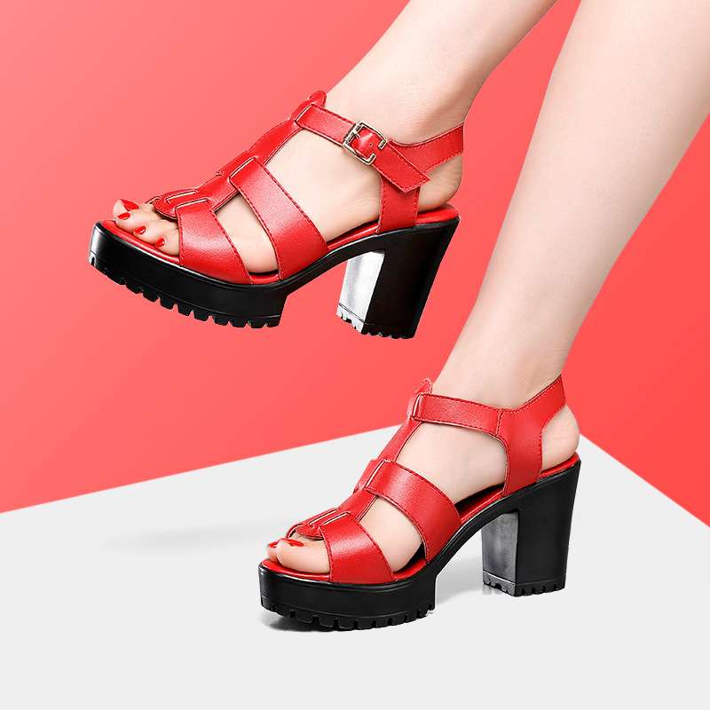 Naiste mood sandaalid platvormiga ja paksu kontsaga, avatud varvas, ülemine mikrofiiber, vooder mikrofiiber, tallal poliuretaan