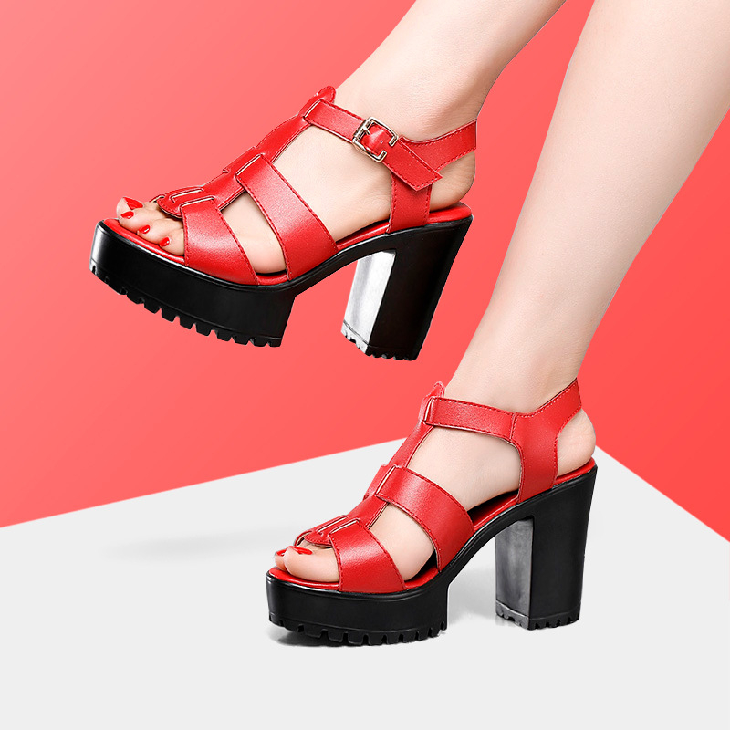 Naiste mood sandaalid platvormiga ja paksu kontsaga, avatud varvas, ülemine mikrofiiber, vooder mikrofiiber, tallal poliuretaan
