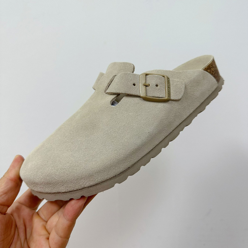 Női bőr zárt orrú papucs parafa talppal, szabadidő-stílus, lapos talp, 0–3 cm