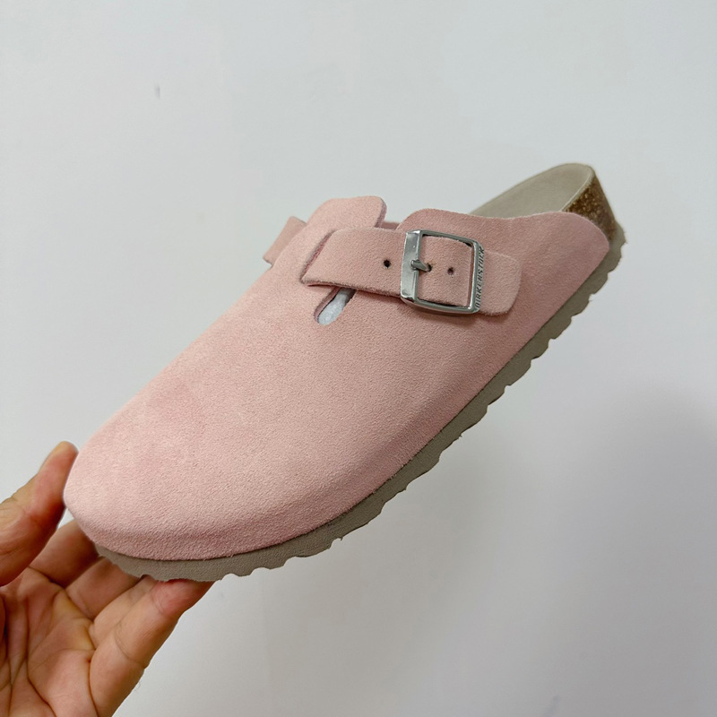 Női bőr zárt orrú papucs parafa talppal, szabadidő-stílus, lapos talp, 0–3 cm