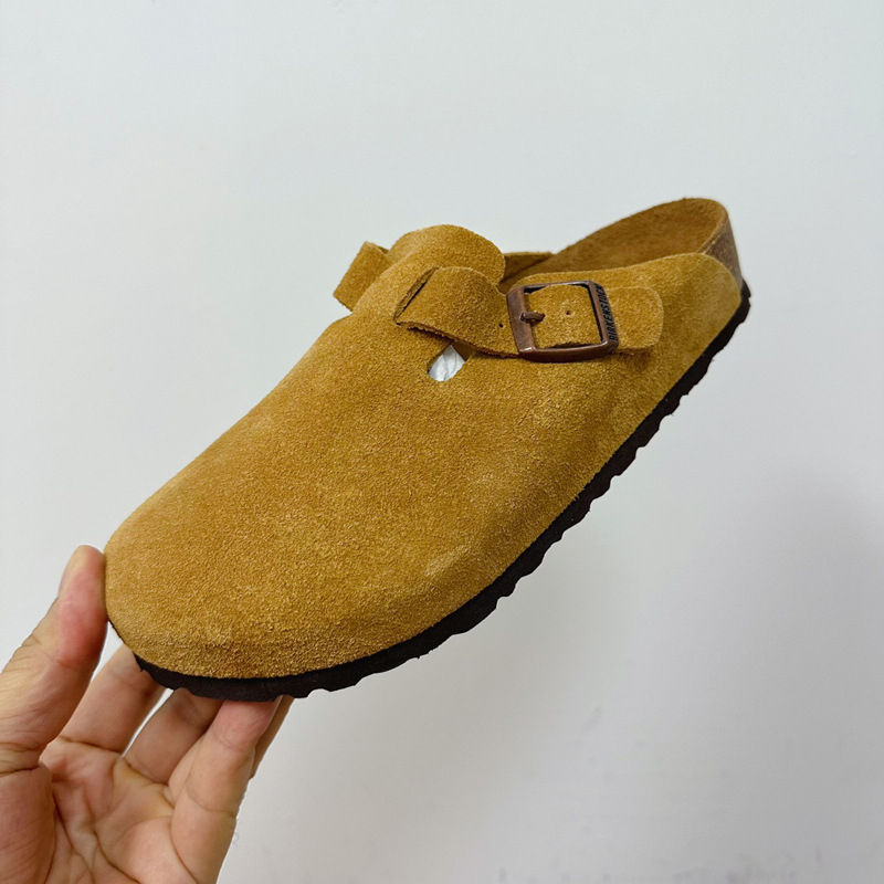 Női bőr zárt orrú papucs parafa talppal, szabadidő-stílus, lapos talp, 0–3 cm