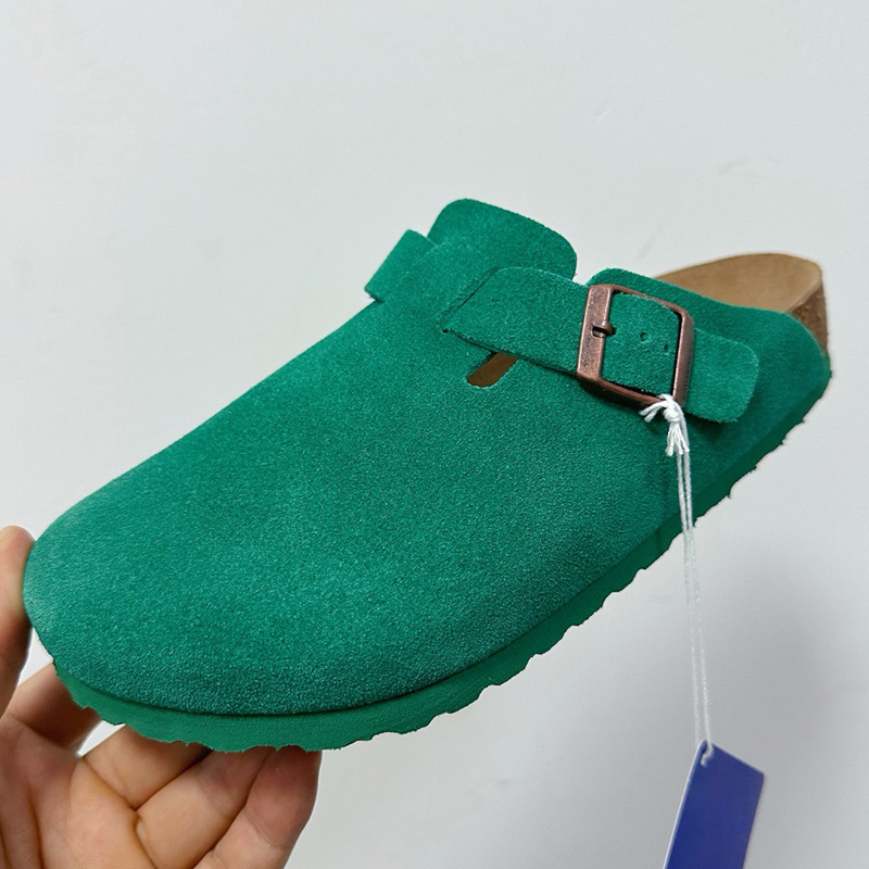 Női bőr zárt orrú papucs parafa talppal, szabadidő-stílus, lapos talp, 0–3 cm