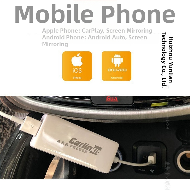 Auto meelelahutusmoodul Android Auto ja Apple CarPlay jaoks navigatsiooniks (5V toide, 0,4W võimsus, ABS korpus, USB ühendus, ühilduv muudetud Android-ekraanidega)