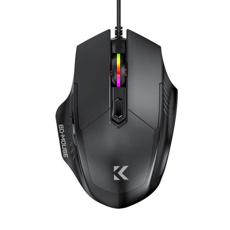 Tyli kabelinė žaidimų pelė (5600 DPI, 6 mygtukai, USB, 1,5 m kabelis)