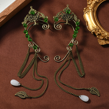 Hongfeng – Kézzel kötött elf fülcsipesz retro bojtokkal (Anyag: Kevert anyagok; Stílus: Eredeti dizájn; Feldolgozás: Kézi kötés; Év/Szezon: Téli 2024)