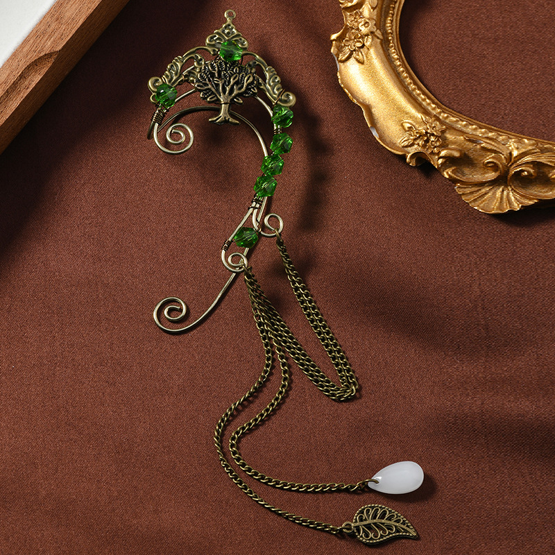 Hongfeng – Kézzel kötött elf fülcsipesz retro bojtokkal (Anyag: Kevert anyagok; Stílus: Eredeti dizájn; Feldolgozás: Kézi kötés; Év/Szezon: Téli 2024)