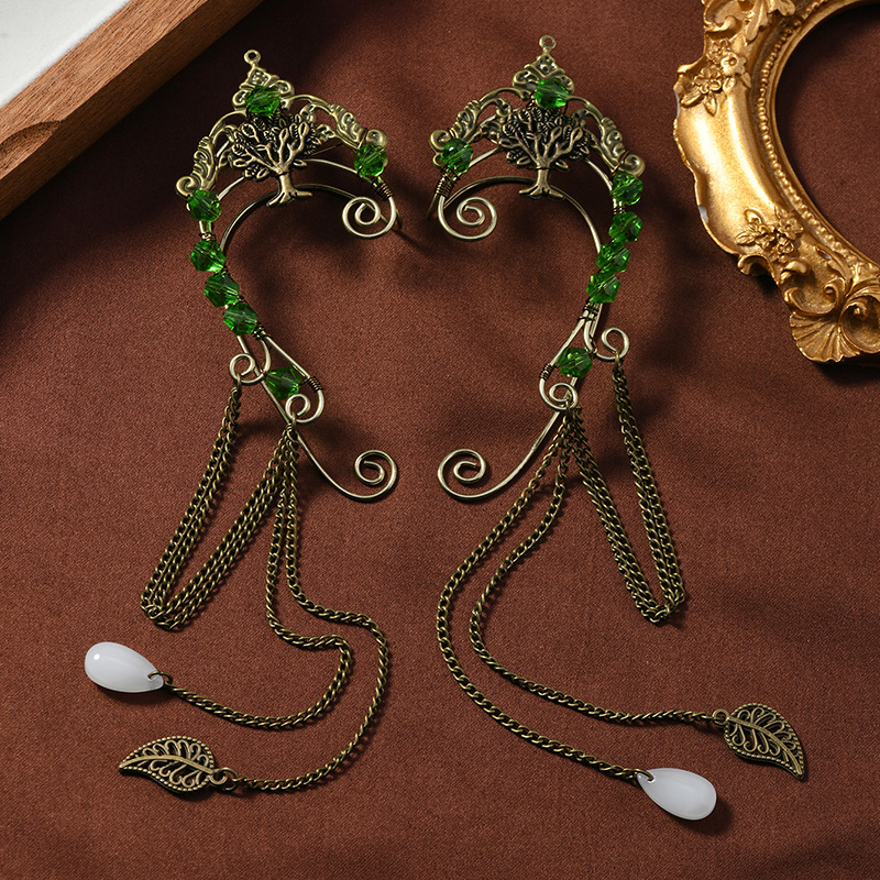 Hongfeng – Kézzel kötött elf fülcsipesz retro bojtokkal (Anyag: Kevert anyagok; Stílus: Eredeti dizájn; Feldolgozás: Kézi kötés; Év/Szezon: Téli 2024)