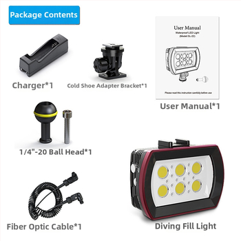 SeaFrogs SL-22 Zemūdens fotogrāfijas apgaismojums kamerai – korpuss no alumīnija sakausējuma + PC, 4x18650 Li-ion baterijas, amfibi lietošanai, svars 480 g