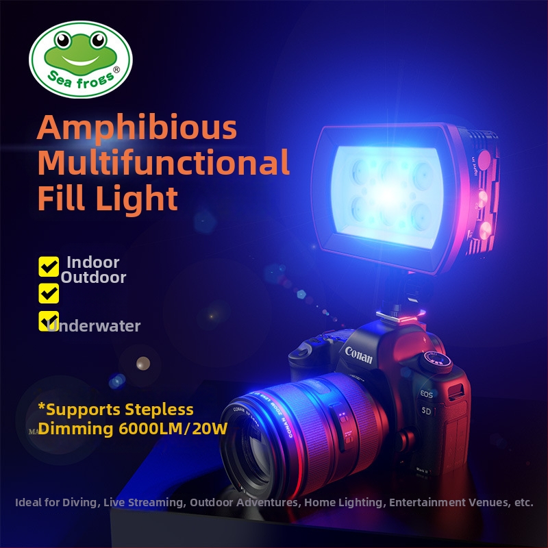 SeaFrogs SL-22 Zemūdens fotogrāfijas apgaismojums kamerai – korpuss no alumīnija sakausējuma + PC, 4x18650 Li-ion baterijas, amfibi lietošanai, svars 480 g