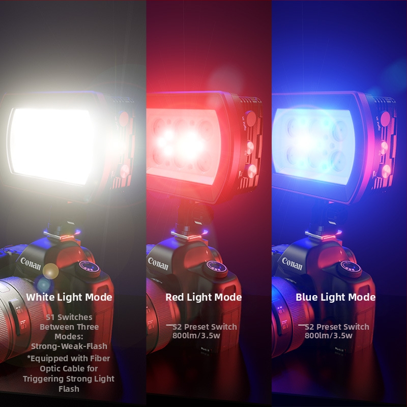 SeaFrogs SL-22 Zemūdens fotogrāfijas apgaismojums kamerai – korpuss no alumīnija sakausējuma + PC, 4x18650 Li-ion baterijas, amfibi lietošanai, svars 480 g