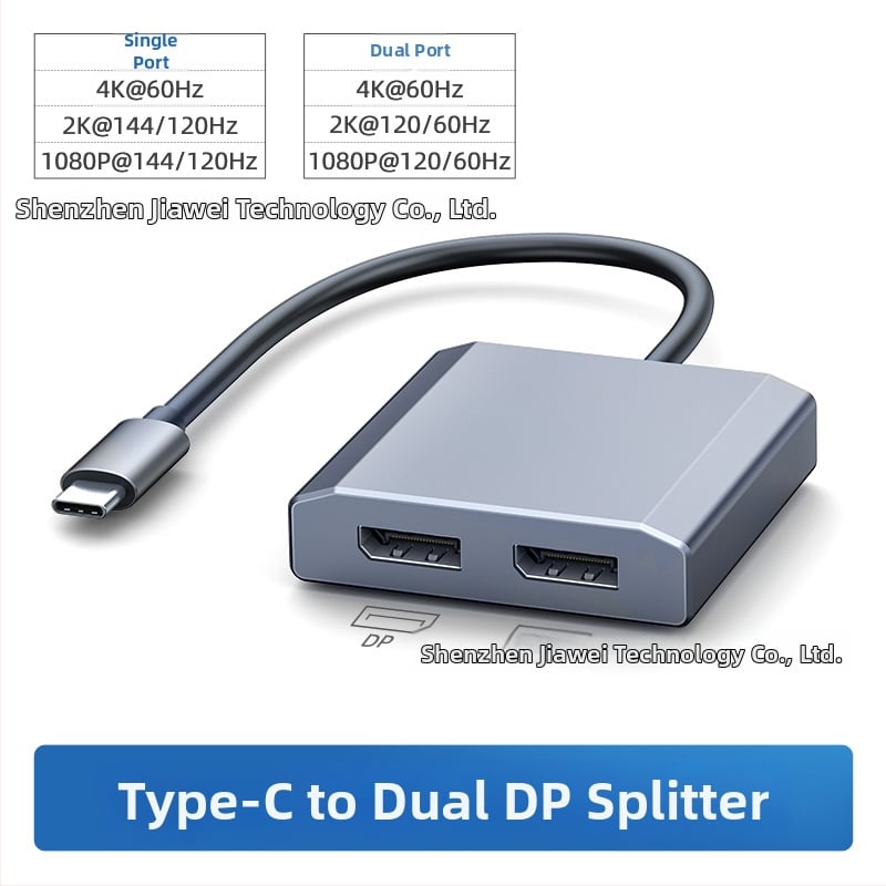 Type-C į Dual HDMI docking stotį, 1–2 HDMI išvestys, 21Gbps perdavimo sparta, 0,2 m kabelis