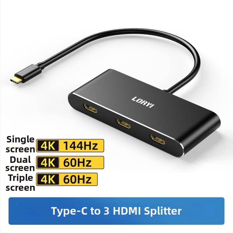 Type-C į Dual HDMI docking stotį, 1–2 HDMI išvestys, 21Gbps perdavimo sparta, 0,2 m kabelis