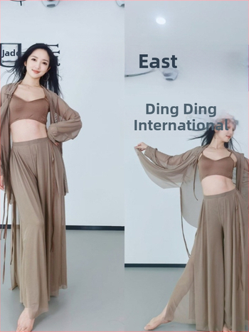 Vēdera dejas praktiskais kostīms, brīvs tīkla komplekts 4 daļas, ādai draudzīgs, poliesteris 30–50% galvenajā un sekundārajā audumā, 2025. gada vasara