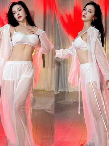 Vēdera dejas praktiskais kostīms, brīvs tīkla komplekts 4 daļas, ādai draudzīgs, poliesteris 30–50% galvenajā un sekundārajā audumā, 2025. gada vasara