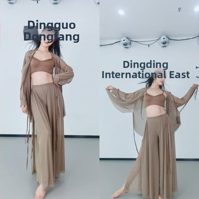 Vēdera dejas praktiskais kostīms, brīvs tīkla komplekts 4 daļas, ādai draudzīgs, poliesteris 30–50% galvenajā un sekundārajā audumā, 2025. gada vasara