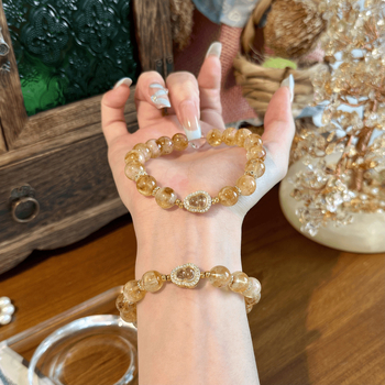 Narukvica od citrina, bakrena legura, bez bočnih kamenja, lagani luksuzni stil