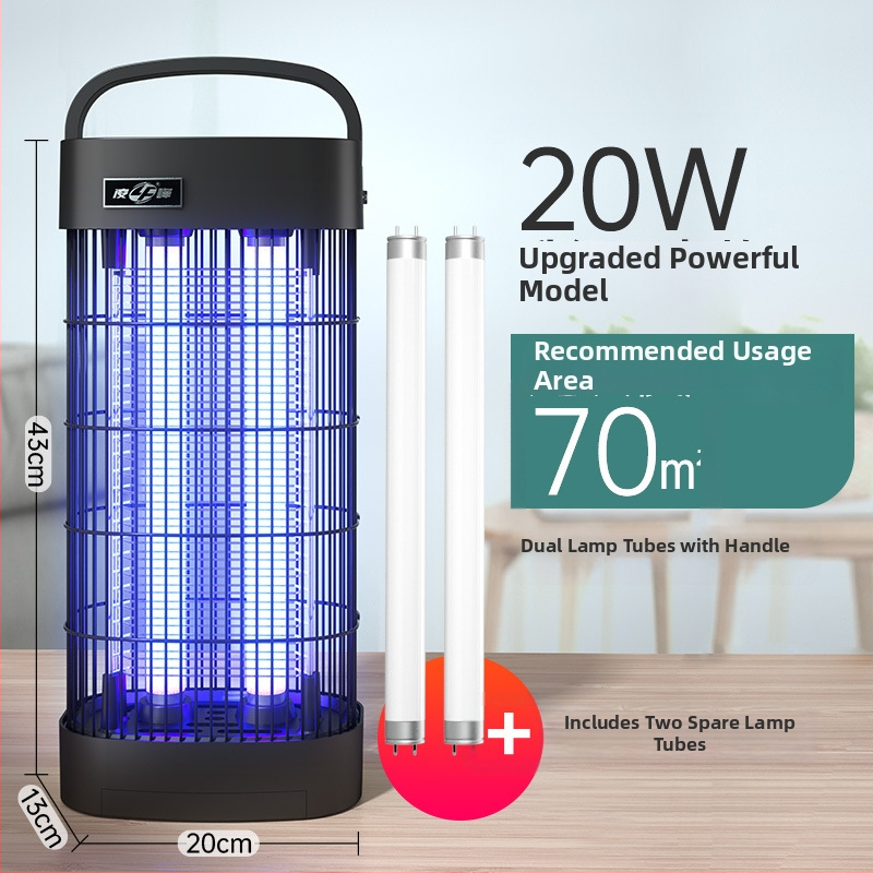 Lampa electrică antițânțari cu șoc electric - lampă UV - plug-in - pentru încăperi 61 m²+ - plasă din aliaj nichel-zinc-fier - carcasă ABS