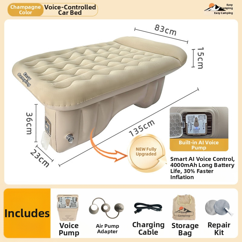 Automobilio galinės sėdynės pripučiamas miegas HM8519 | Ekologiškas PVC | Automatinis pripūtimas | AI balso valdymas | Maksimali apkrova 300 kg