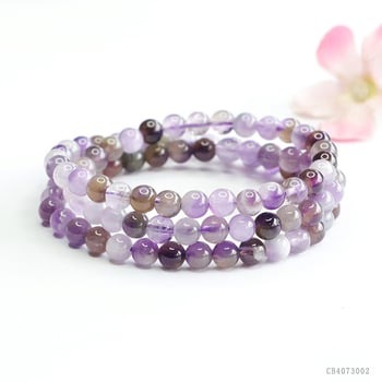 Narukvica od prirodnog ametista, višeslojna, s elastičnom užadi, bez bočnih kamenčića, mladenački svjež stil