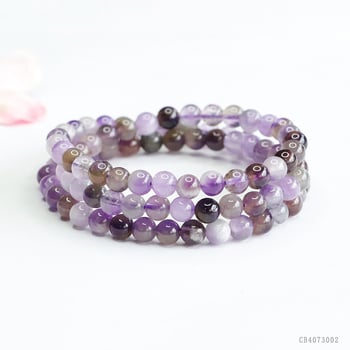 Narukvica od prirodnog ametista, višeslojna, s elastičnom užadi, bez bočnih kamenčića, mladenački svjež stil