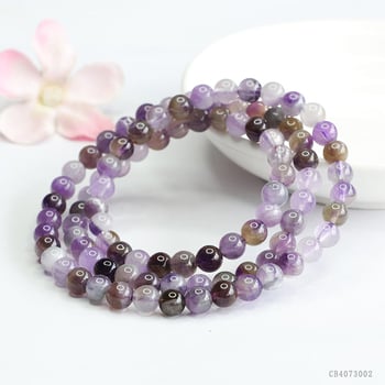 Narukvica od prirodnog ametista, višeslojna, s elastičnom užadi, bez bočnih kamenčića, mladenački svjež stil