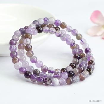 Narukvica od prirodnog ametista, višeslojna, s elastičnom užadi, bez bočnih kamenčića, mladenački svjež stil