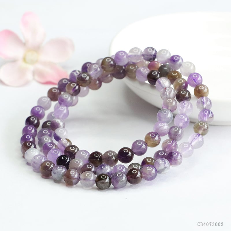 Narukvica od prirodnog ametista, višeslojna, s elastičnom užadi, bez bočnih kamenčića, mladenački svjež stil