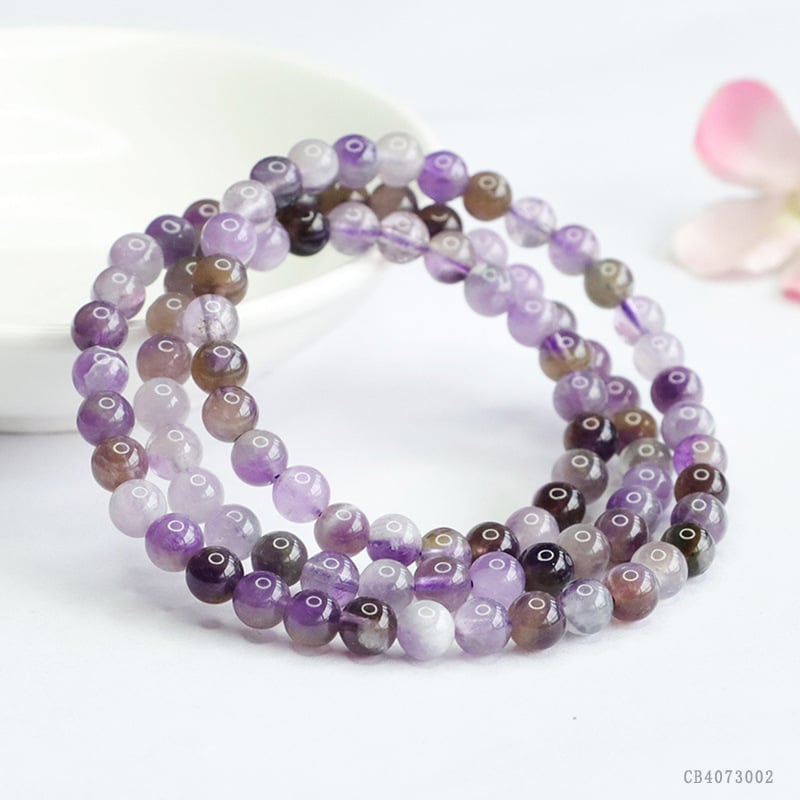 Narukvica od prirodnog ametista, višeslojna, s elastičnom užadi, bez bočnih kamenčića, mladenački svjež stil