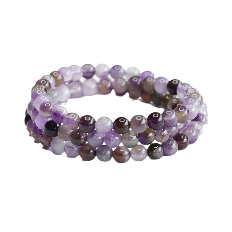 Narukvica od prirodnog ametista, višeslojna, s elastičnom užadi, bez bočnih kamenčića, mladenački svjež stil