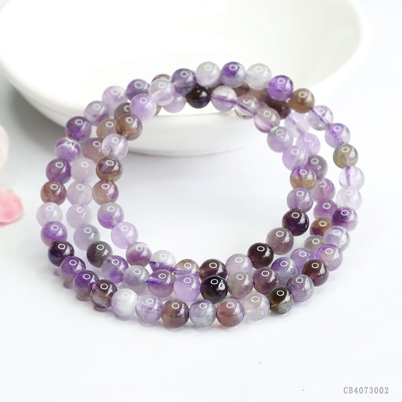 Narukvica od prirodnog ametista, višeslojna, s elastičnom užadi, bez bočnih kamenčića, mladenački svjež stil