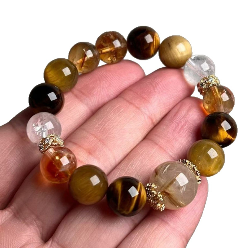 Narukvica od prirodnog kristala, pagodasti kristal, tigrovo oko, privlačenje bogatstva, ručna izrada, unisex, konstelacija (Materijal: kristal; Vrsta kristala: pagoda; Oblik: Unisex; Obrada: Ručna izrada; Kategorija: Dodatci za ruku)