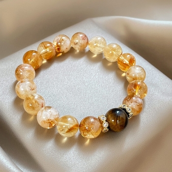 Narukvica s geometrijskim tigrovim okom - kristalne perle, unisex, proljeće 2025